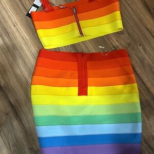Fashion Nova Rainbow Bandage 2-Piece Set